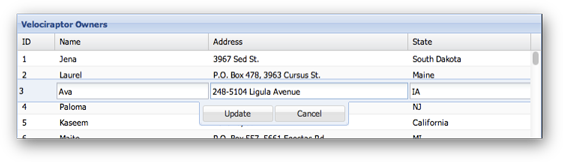 Row Editor in action