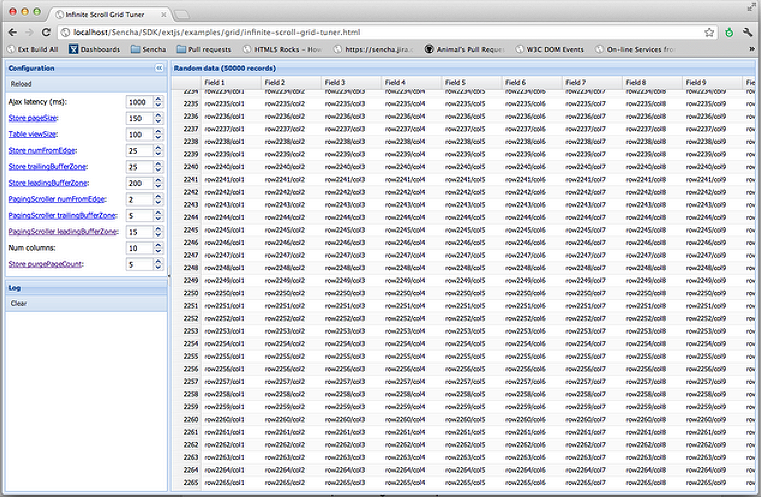 Infinite Grid Tuner. Experiment with parameters on the left to see what works best in the browser(s) your application targets