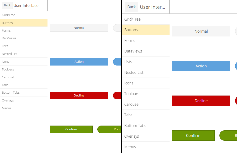 Modern Triton theme touch sizing