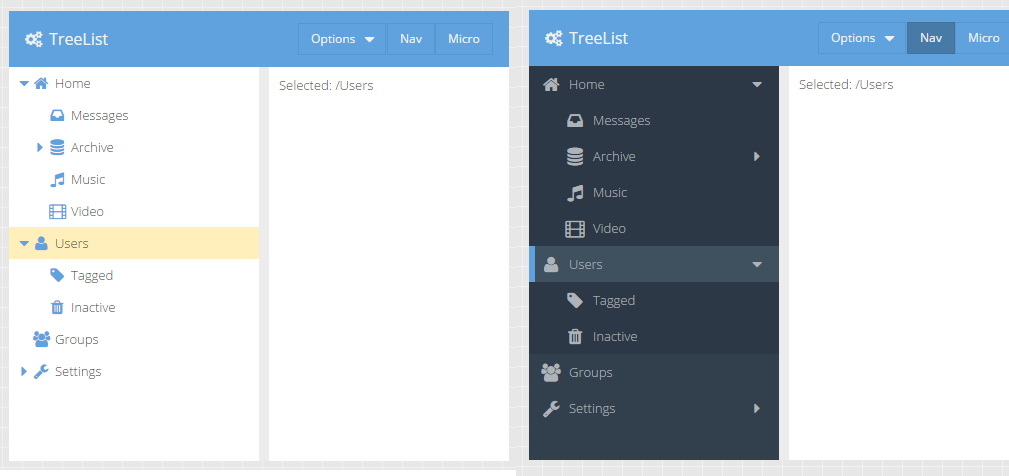 Treelist widget