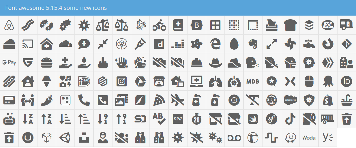 New Font-Awesome 5.15.4 Icons