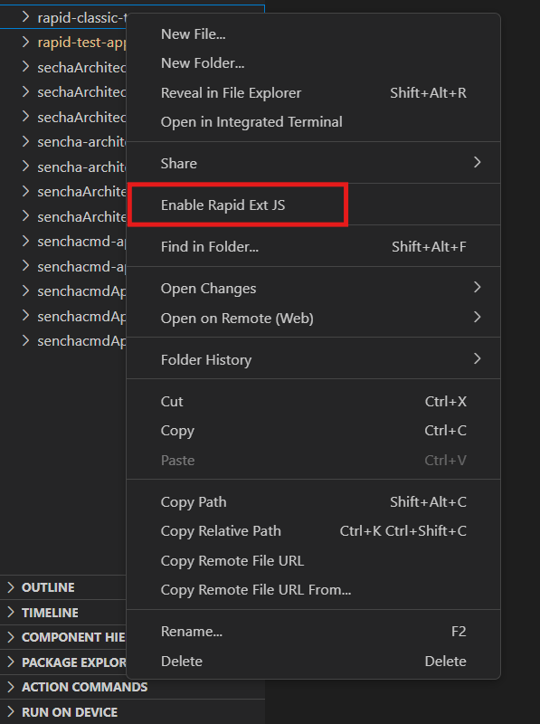 Enable from right click menu