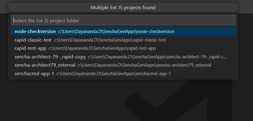 Select a project directory to work