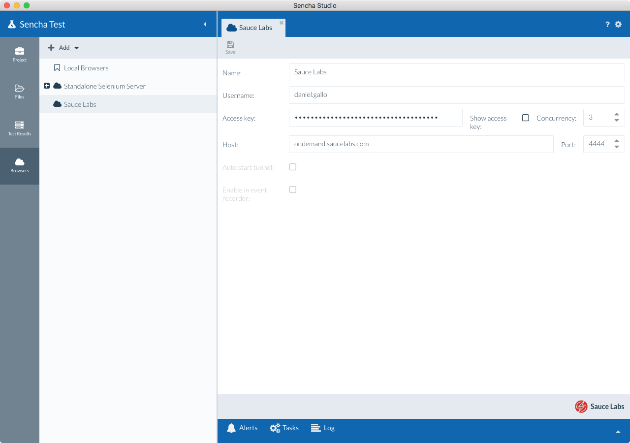 Sauce Labs settings