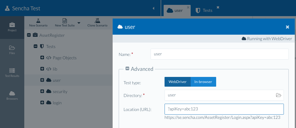 Scenario Settings - Scenario Location URL