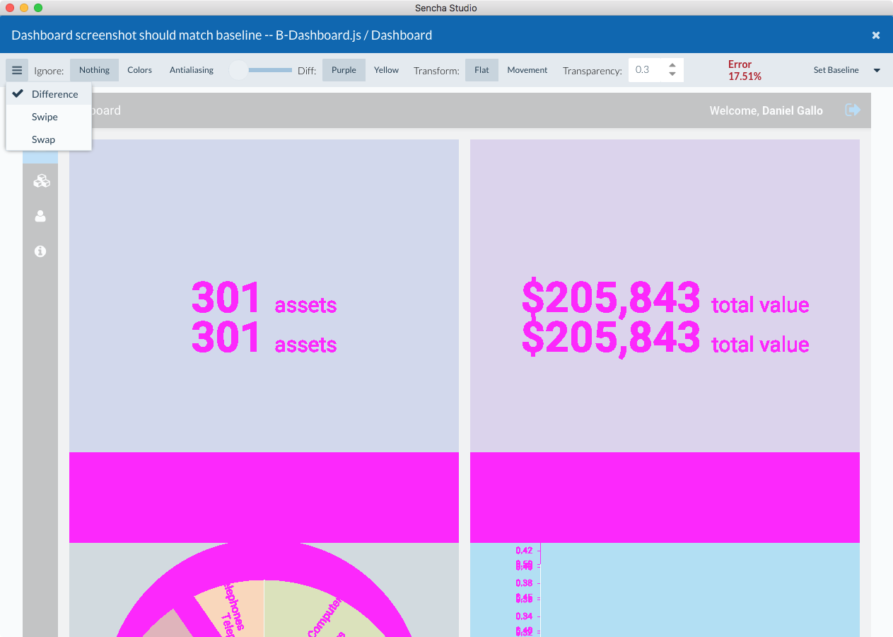 Screenshot comparison view