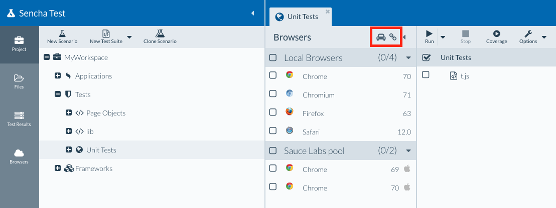 Test Runner - URL buttons